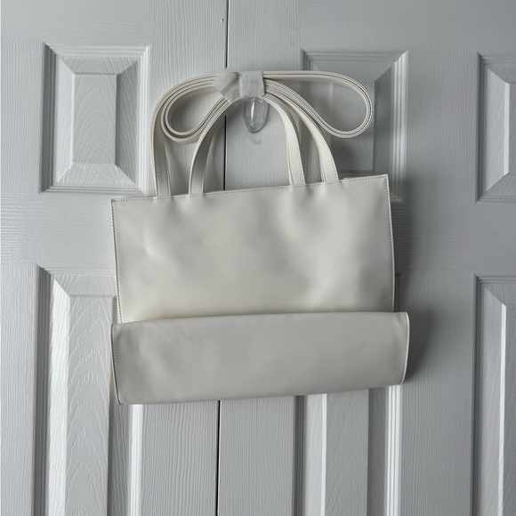 Telfar White Faux Leather Medium Shopping Bag Tote Shoulder Satchel - Picture 8 of 11